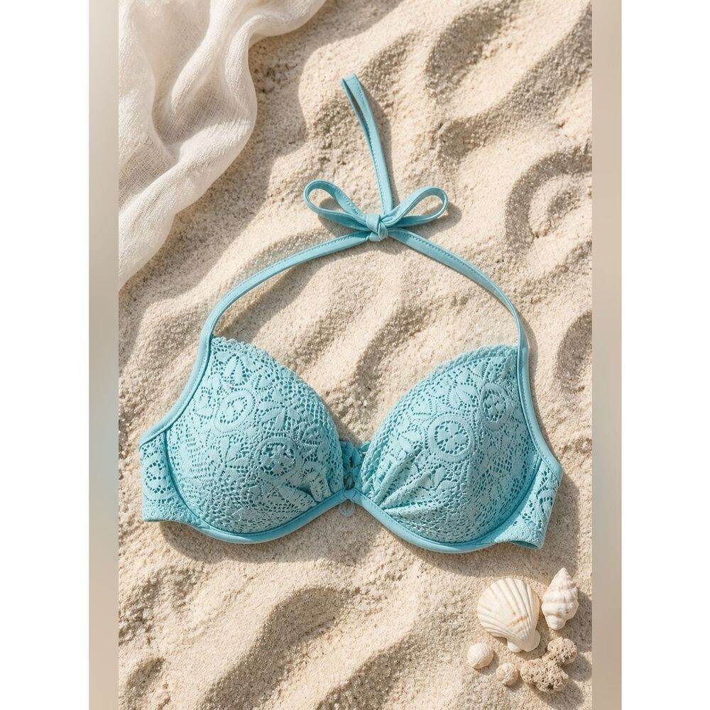 PASTEL GREEN CROCHET LINED PUSH UP UNDERWIRE 36C